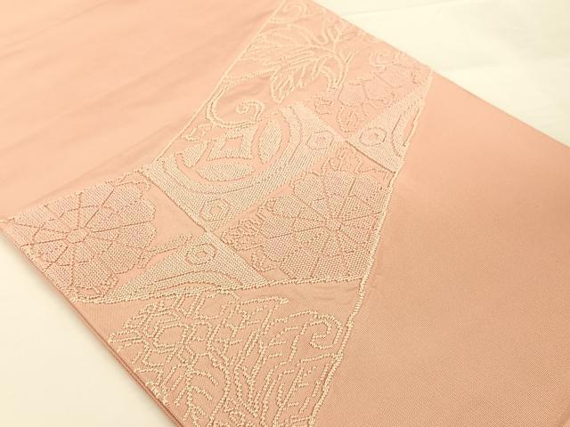 平和屋着物◎太鼓柄袋帯 裂取七宝花文 正絹 逸品 AAAM6944ey
