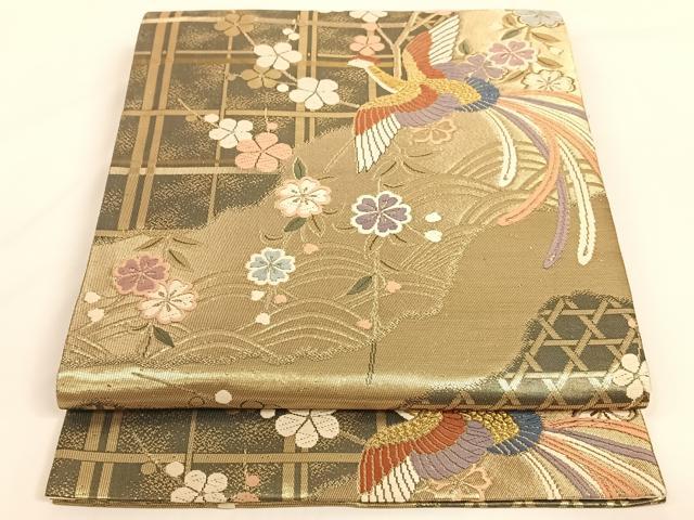 平和屋着物◎六通柄袋帯 唐織 道長鳳凰花文 金糸 正絹 逸品 AAAM6969ey