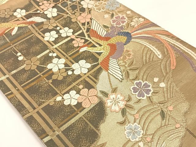 平和屋着物◎六通柄袋帯 唐織 道長鳳凰花文 金糸 正絹 逸品 AAAM6969ey