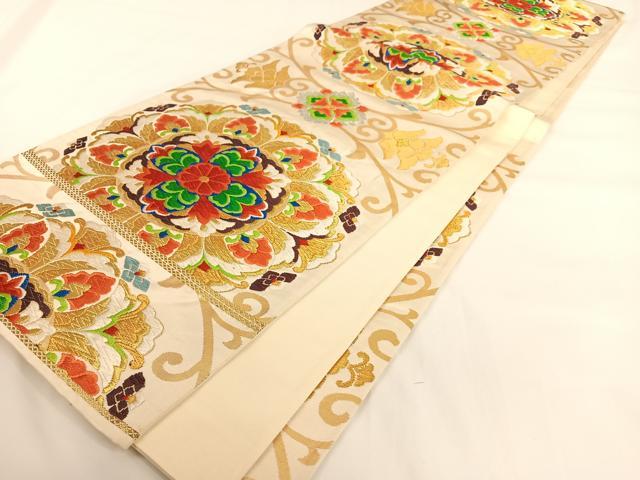 平和屋着物◎六通柄袋帯 唐織 瑞宝華文 金銀糸 正絹 逸品 AAAM6982ey
