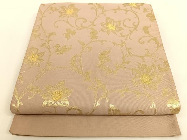 平和屋着物◎六通柄袋帯 花唐草 金糸 正絹 逸品 AAAM6987ey