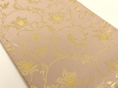 平和屋着物◎六通柄袋帯 花唐草 金糸 正絹 逸品 AAAM6987ey