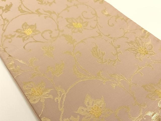 平和屋着物◎六通柄袋帯 花唐草 金糸 正絹 逸品 AAAM6987ey