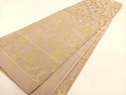 平和屋着物◎六通柄袋帯 花唐草 金糸 正絹 逸品 AAAM6987ey