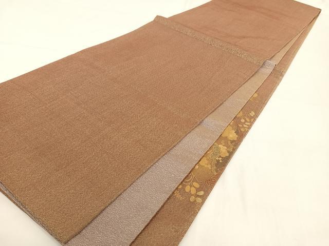 平和屋着物◎太鼓柄袋帯 扇面御所車花鳥文 金彩 正絹 逸品 AAAM7003ey