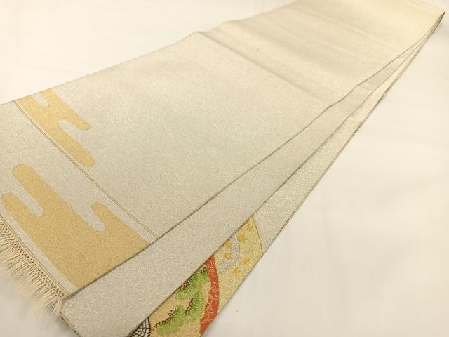 平和屋着物◎綴れ 太鼓柄袋帯 扇面人物風景文 金銀糸 正絹 逸品 AAAM7005ey