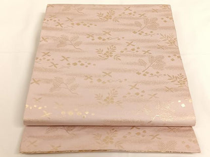 平和屋着物◎両面六通柄袋帯　色紙吉祥花文　金糸　正絹　逸品　AAAM7031ey