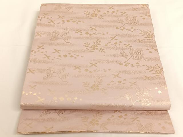 平和屋着物◎両面六通柄袋帯　色紙吉祥花文　金糸　正絹　逸品　AAAM7031ey