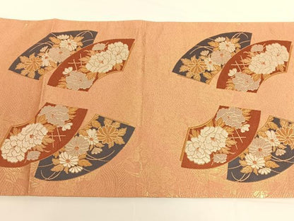平和屋着物◎六通太鼓柄袋帯 秋草京広文 金銀糸 正絹 逸品 AAAM7034ey
