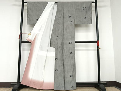 平和屋着物■上質な紬 舞花文 正絹 逸品 AAAM7303oa