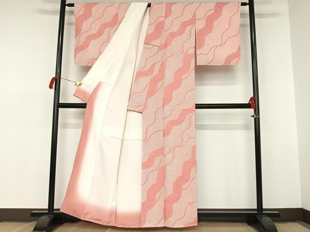 平和屋着物■上質な小紋　総絞り　流水文　正絹　逸品　AAAM7314oa