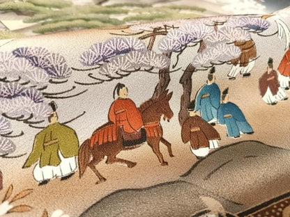 平和屋着物■豪華黒留袖 手描き 人物風景文 暈し染め 金彩 正絹 逸品 AAAM7617np
