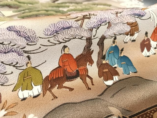 平和屋着物■豪華黒留袖 手描き 人物風景文 暈し染め 金彩 正絹 逸品 AAAM7617np