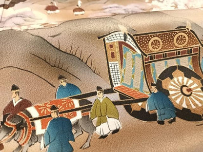 平和屋着物■豪華黒留袖 手描き 人物風景文 暈し染め 金彩 正絹 逸品 AAAM7617np