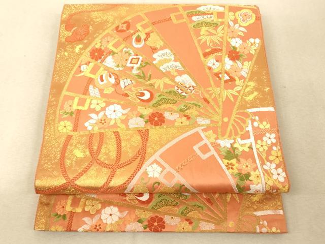 平和屋着物◎六通柄袋帯 唐織 能衣檜扇集 金銀糸 正絹 逸品 AAAM7747fw