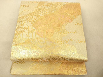 平和屋着物◎佐賀錦 六通柄袋帯 道長籬草花文 金糸 正絹 逸品 AAAM7756fw