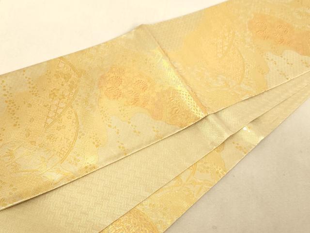 平和屋着物◎佐賀錦 六通柄袋帯 道長籬草花文 金糸 正絹 逸品 AAAM7756fw
