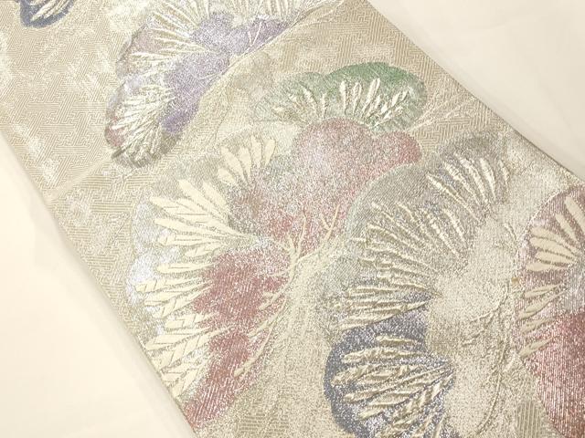 平和屋着物◎佐賀錦 六通柄袋帯 唐織 松文 銀糸 正絹 逸品 AAAM7814fw