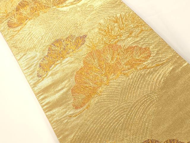 平和屋着物◎六通柄袋帯 流水松文 金糸 正絹 逸品 AAAM7815fw