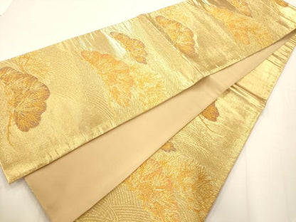 平和屋着物◎六通柄袋帯 流水松文 金糸 正絹 逸品 AAAM7815fw