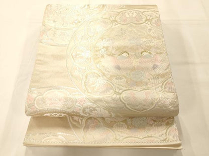 平和屋着物◎六通柄袋帯 唐織 絵皿文 鴛鴦 金銀糸 正絹 逸品 AAAM7850fw