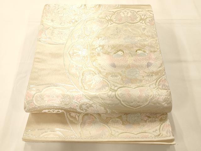 平和屋着物◎六通柄袋帯 唐織 絵皿文 鴛鴦 金銀糸 正絹 逸品 AAAM7850fw