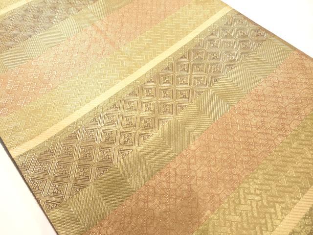 平和屋着物◎全通柄袋帯 吉祥文 金糸 正絹 逸品 AAAM7931jz