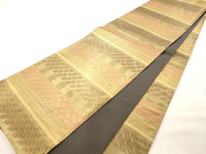 平和屋着物◎全通柄袋帯 吉祥文 金糸 正絹 逸品 AAAM7931jz