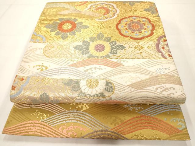 平和屋着物◎六通柄袋帯 唐織 立波天井花文 金銀糸 正絹 逸品 AAAM7935jz