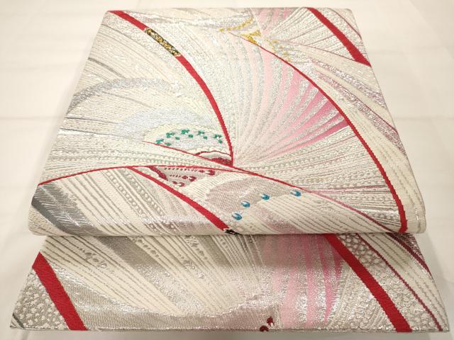 平和屋着物◎全通柄袋帯 孔雀文 金銀糸 正絹 逸品 AAAM7940jz