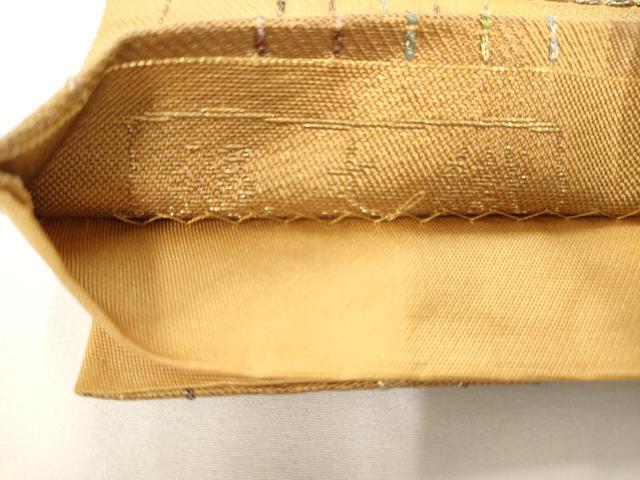 平和屋着物◎六通柄袋帯 変わり格子 縄文織 金糸 正絹 逸品 AAAM7944jz