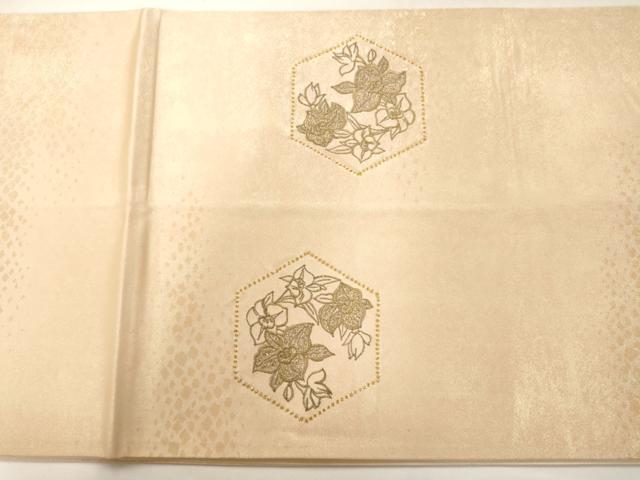 平和屋着物◎太鼓柄袋帯 中国三大刺繍 相良刺繍 亀甲草花文 金糸 引箔 正絹 逸品 AAAM7979jz