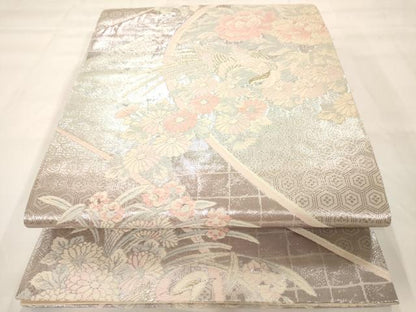平和屋着物◎六通柄袋帯 唐織 花鳥文 金銀糸 正絹 逸品 AAAM7982jz