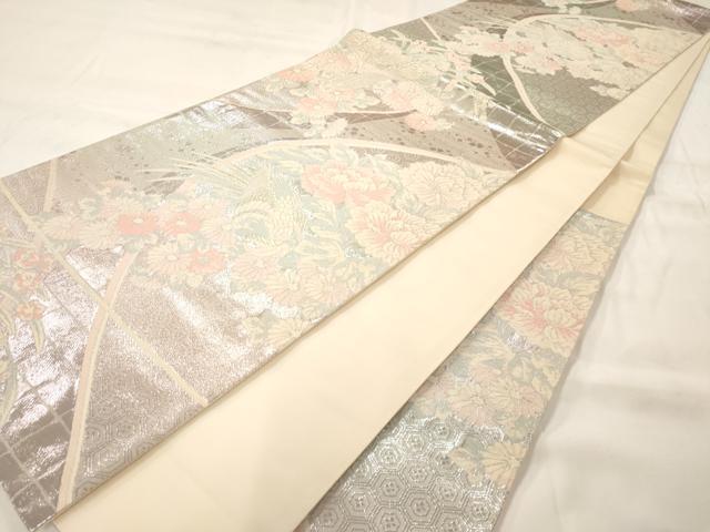 平和屋着物◎六通柄袋帯 唐織 花鳥文 金銀糸 正絹 逸品 AAAM7982jz