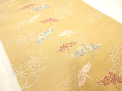 平和屋着物◎六通柄袋帯 蜀江花丸文 銀糸 正絹 逸品 AAAM7985jz