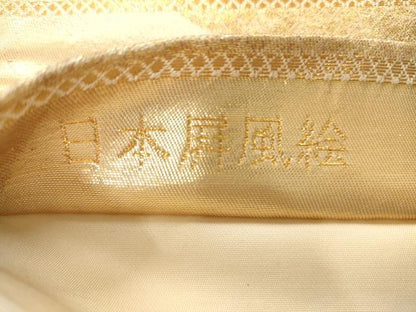 平和屋着物◎六通柄袋帯　唐織　日本屏風絵　金糸　正絹　逸品　AAAM8012jz