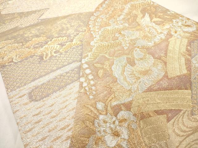 平和屋着物◎六通柄袋帯 瑞松花鳥文 金銀糸 正絹 逸品 AAAM8101jz