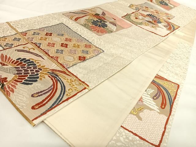平和屋着物◎六通柄袋帯 唐織 色紙重ね鳳凰花文 金糸 正絹 逸品 AAAM8495wt