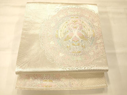 平和屋着物◎六通柄袋帯 唐織 孔雀草花丸文 金銀糸 正絹 逸品 AAAM8545fw