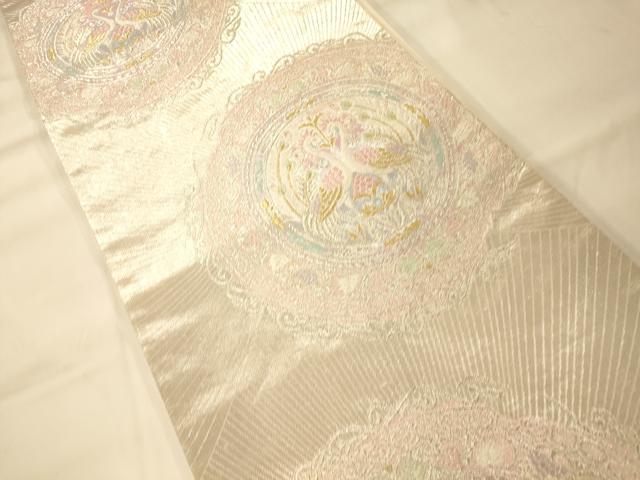 平和屋着物◎六通柄袋帯 唐織 孔雀草花丸文 金銀糸 正絹 逸品 AAAM8545fw