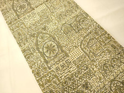 平和屋着物◎全通柄京袋帯 壁画飾花文 正絹 逸品 AAAM8547fw