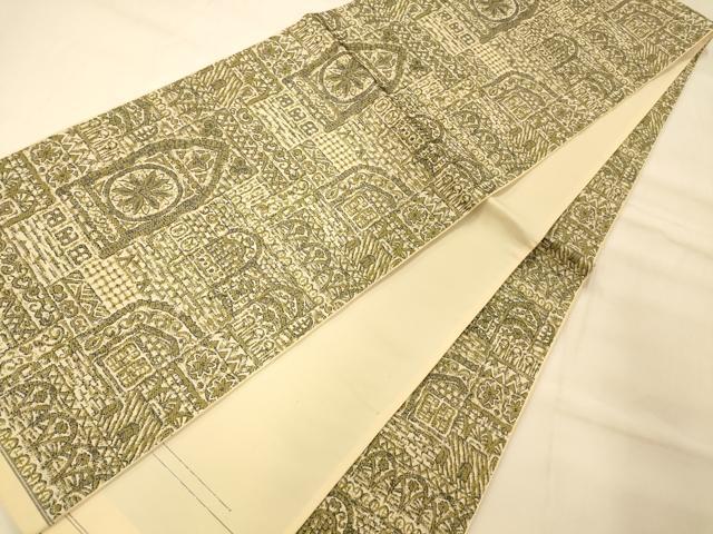 平和屋着物◎全通柄京袋帯 壁画飾花文 正絹 逸品 AAAM8547fw