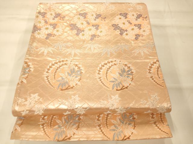 平和屋着物◎六通柄袋帯 唐織 草花丸文 金銀糸 正絹 逸品 AAAM8550fw
