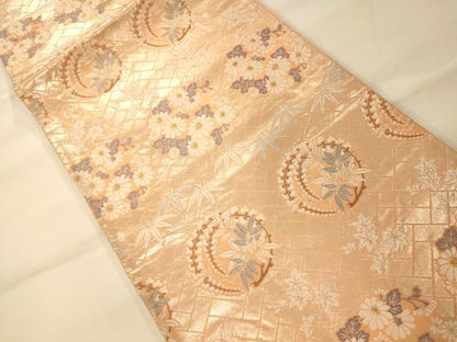 平和屋着物◎六通柄袋帯 唐織 草花丸文 金銀糸 正絹 逸品 AAAM8550fw