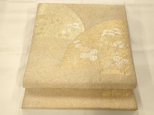 平和屋着物◎綴れ 太鼓柄袋帯 雲取り枝花山文 金銀糸 正絹 逸品 AAAM8555fw