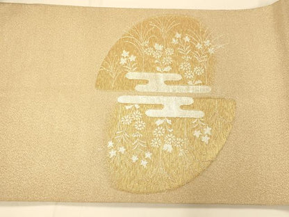 平和屋着物◎綴れ 太鼓柄袋帯 雲取り枝花山文 金銀糸 正絹 逸品 AAAM8555fw