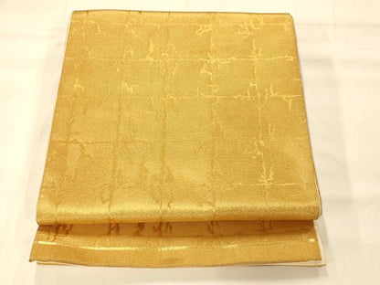平和屋着物◎全通柄袋帯 霞格子文 金糸 正絹 逸品 AAAM8556fw