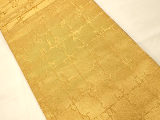 平和屋着物◎全通柄袋帯 霞格子文 金糸 正絹 逸品 AAAM8556fw