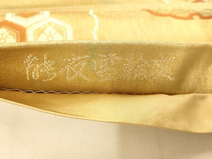 平和屋着物◎六通柄袋帯 唐織 能衣雪輪文 金銀糸 引箔 正絹 逸品 AAAM8561fw