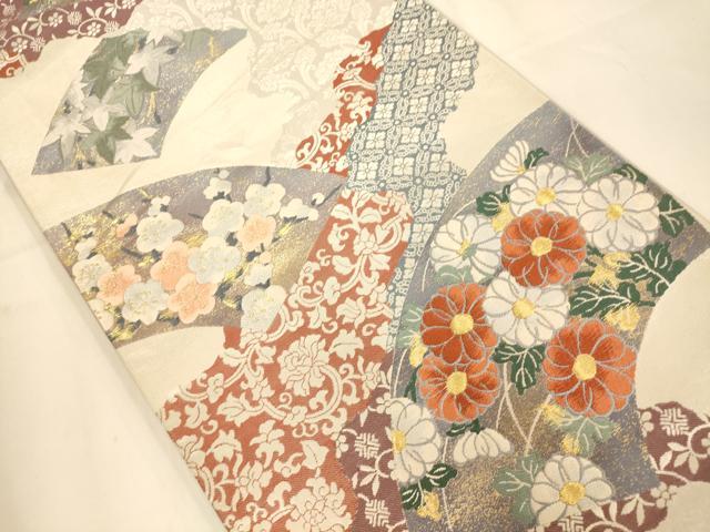 平和屋着物◎六通柄袋帯　道長地紙枝花文　金糸　正絹　逸品　AAAM8591fw